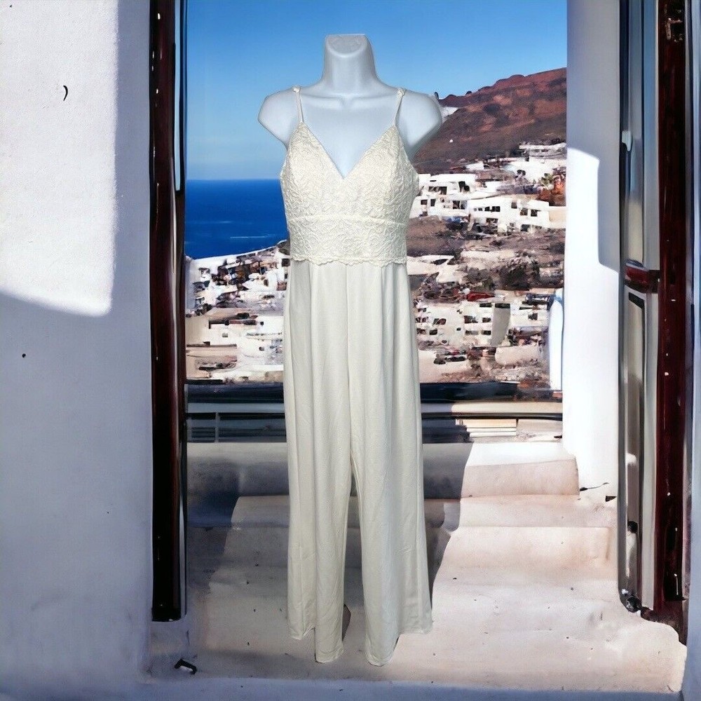 ALYA White Wedding Jumpsuit Wide leg Lace